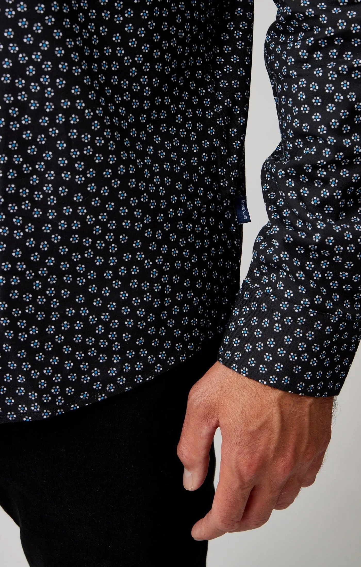 Black Accent Ditsy Print Shirt