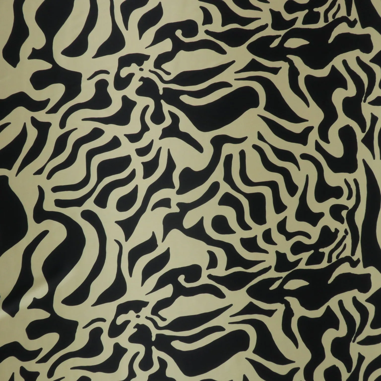 Black and White Abstract Printed Silk Charmeuse Fabric