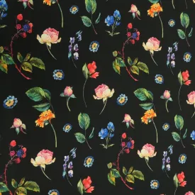Black Background with Multicolored Floral Printed Fabric