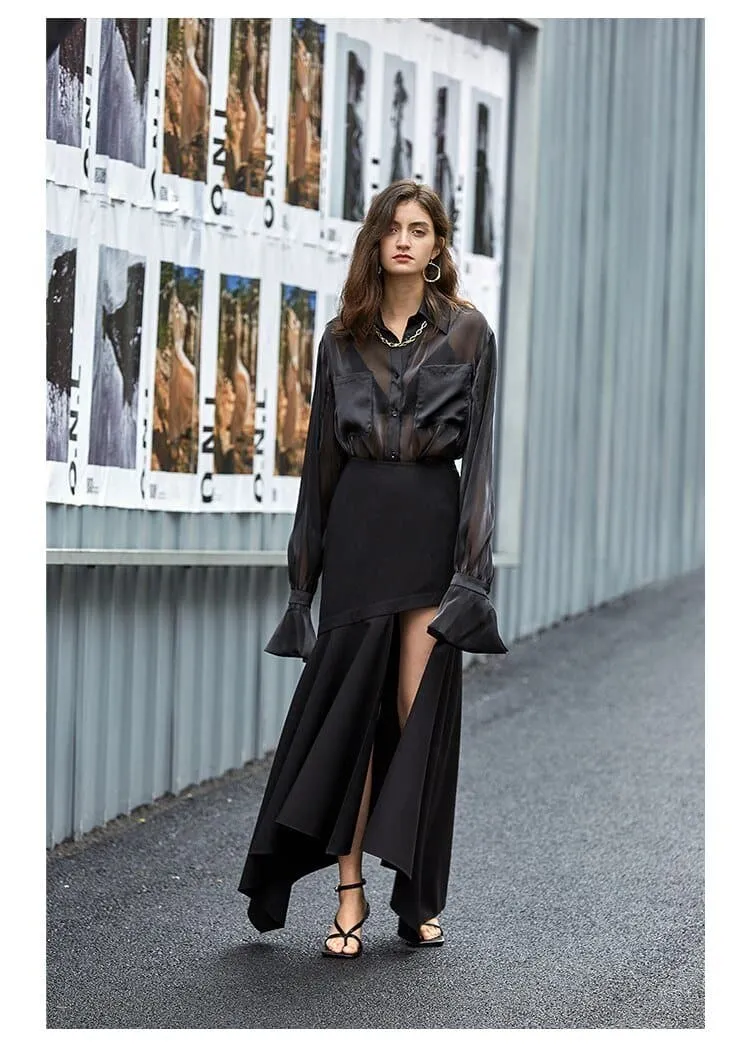 Black Gothic Organza Long Sleeve Blouse (Thin & Breathable) - Perfect Street Style by amyenjoylife