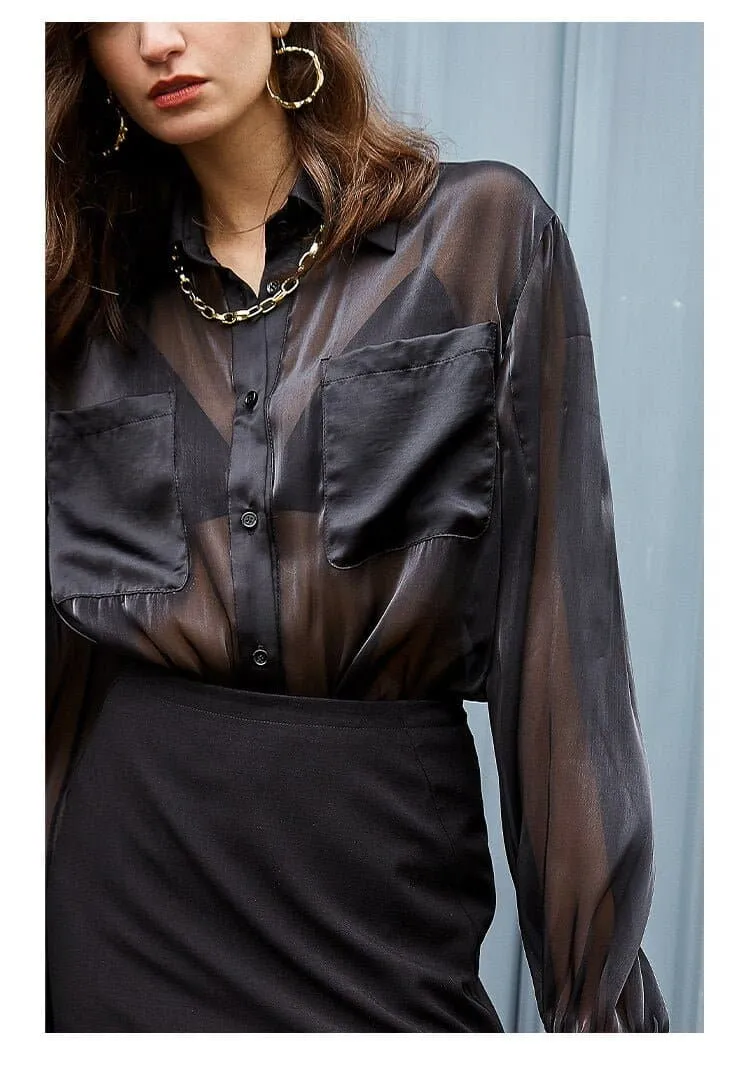 Black Gothic Organza Long Sleeve Blouse (Thin & Breathable) - Perfect Street Style by amyenjoylife