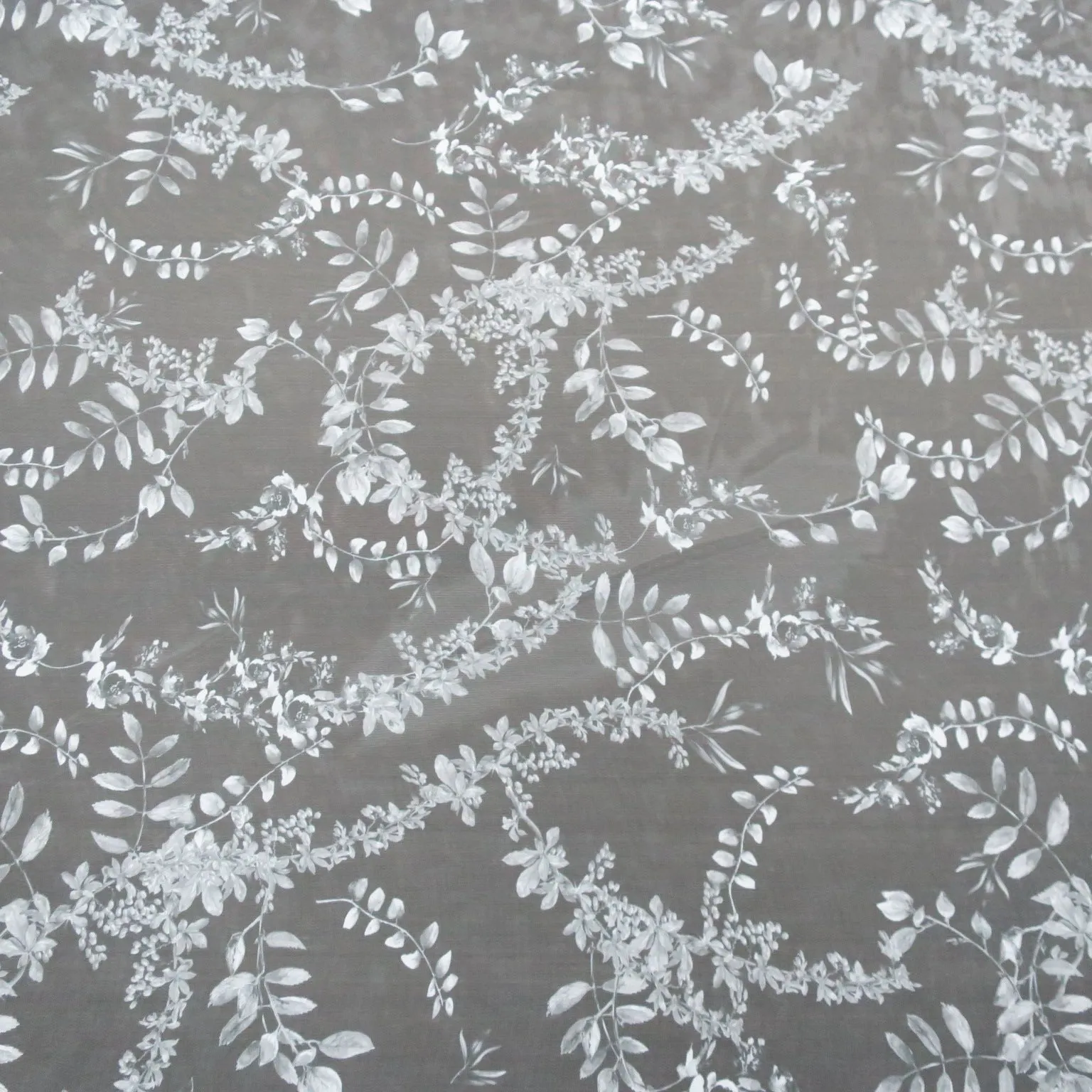 Black Stretch Netting with Floral Design Embroidered Tulle Fabric