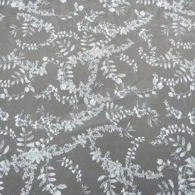Black Stretch Netting with Floral Design Embroidered Tulle Fabric
