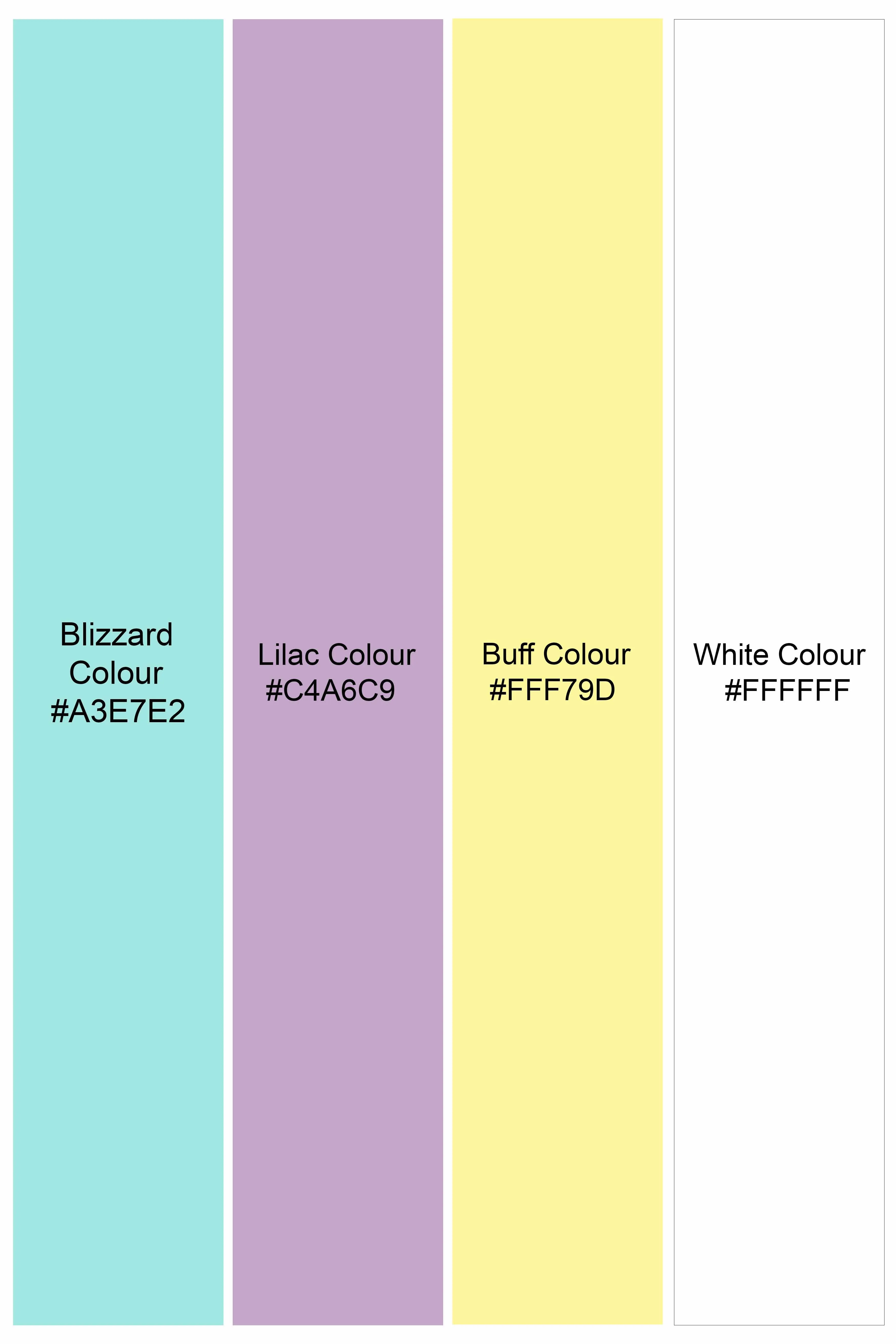 Blizzard Blue with Lilac Purple and Buff Yellow Checkered Premium Cotton Shirt