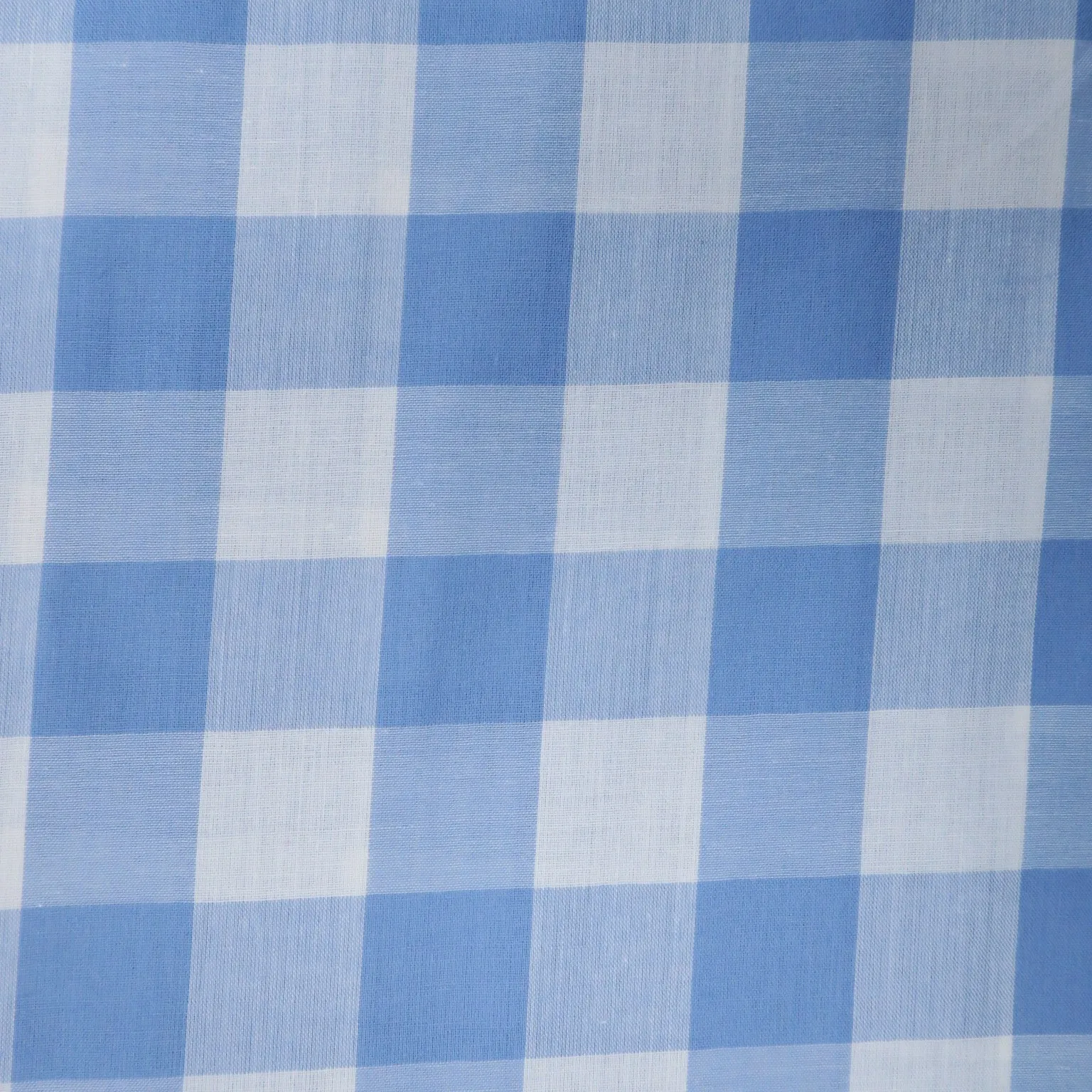 Blue and White Gingham Cotton Blended Broadcloth