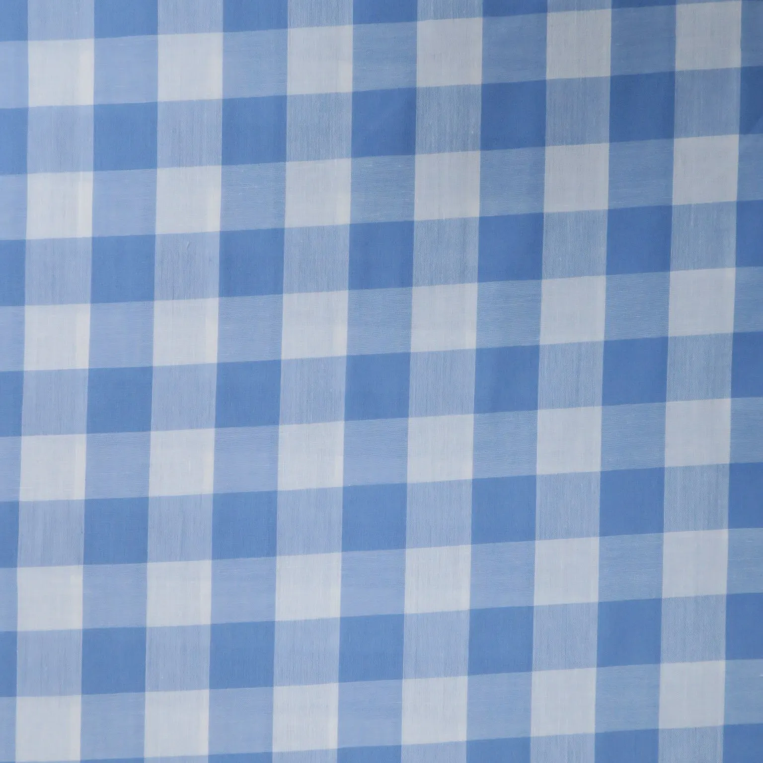 Blue and White Gingham Cotton Blended Broadcloth