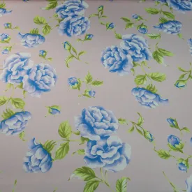 Blue Gardenias on Mauve Ground Silk Charmeuse