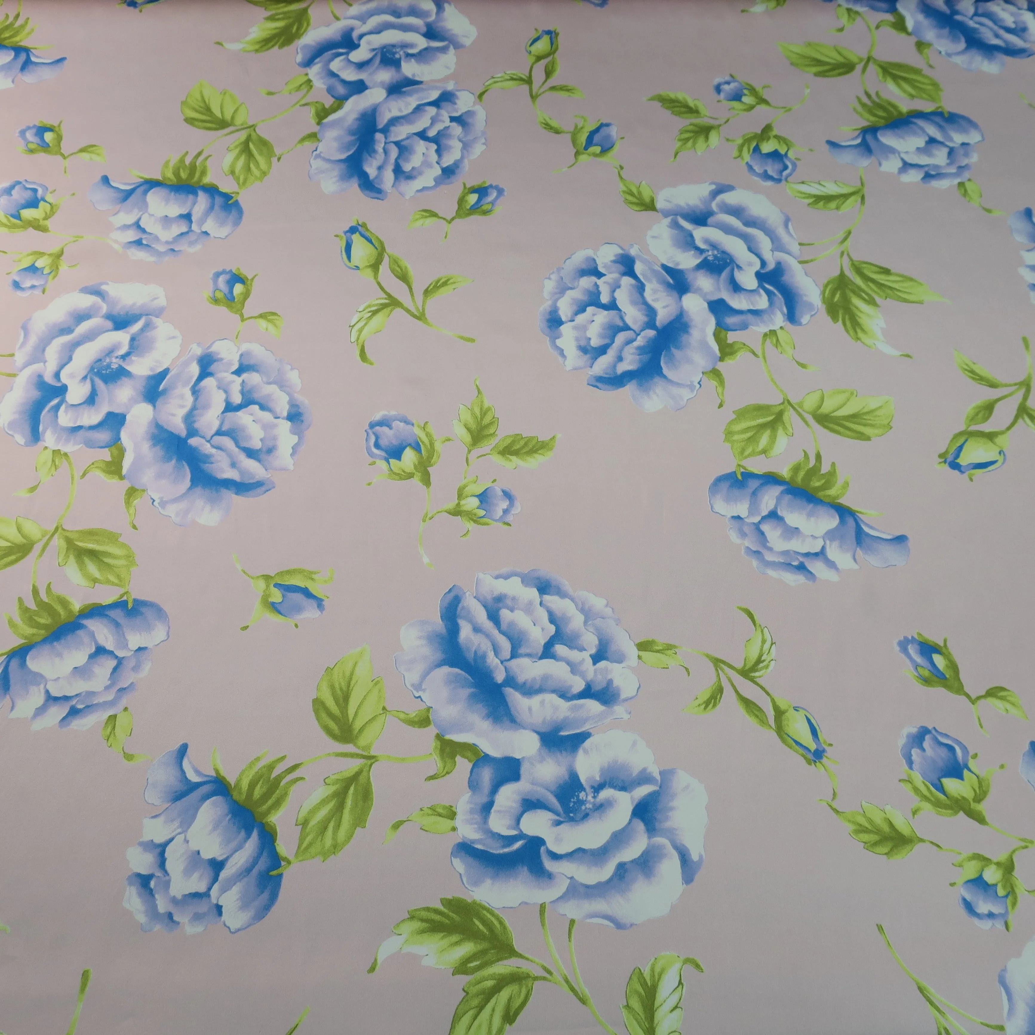 Blue Gardenias on Mauve Ground Silk Charmeuse