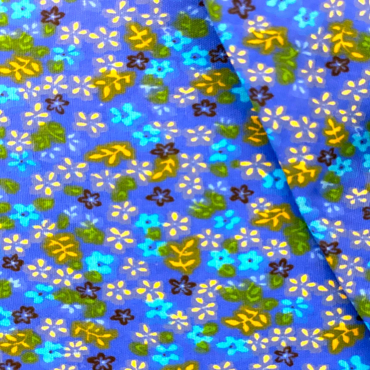 Blue Multi Color Small Floral Print Poly Cotton Fabric
