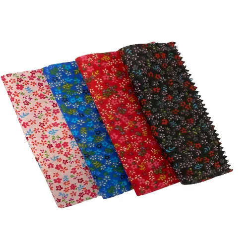 Blue Multi Color Small Floral Print Poly Cotton Fabric