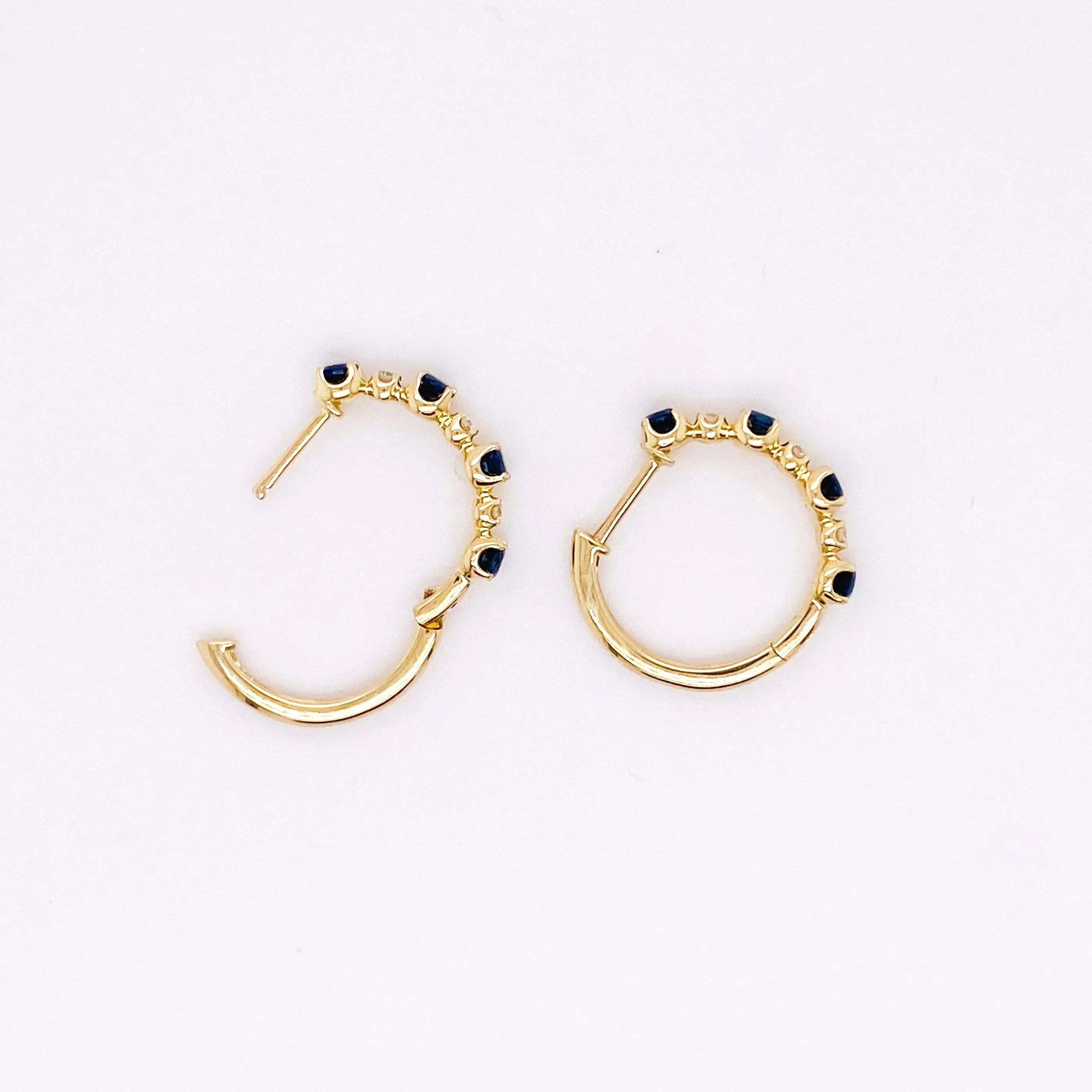 Blue Sapphire & Diamond Huggie Earrings