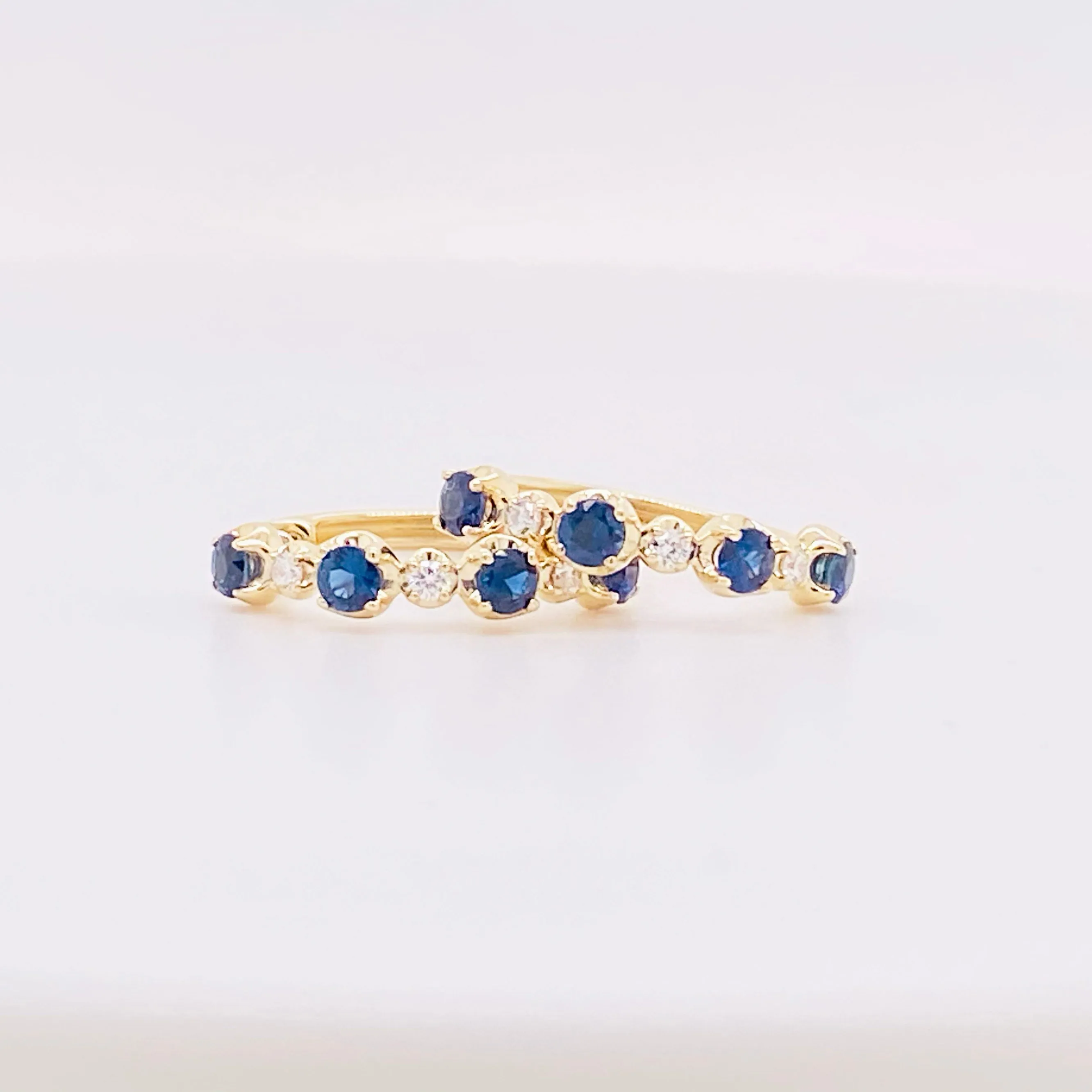 Blue Sapphire & Diamond Huggie Earrings