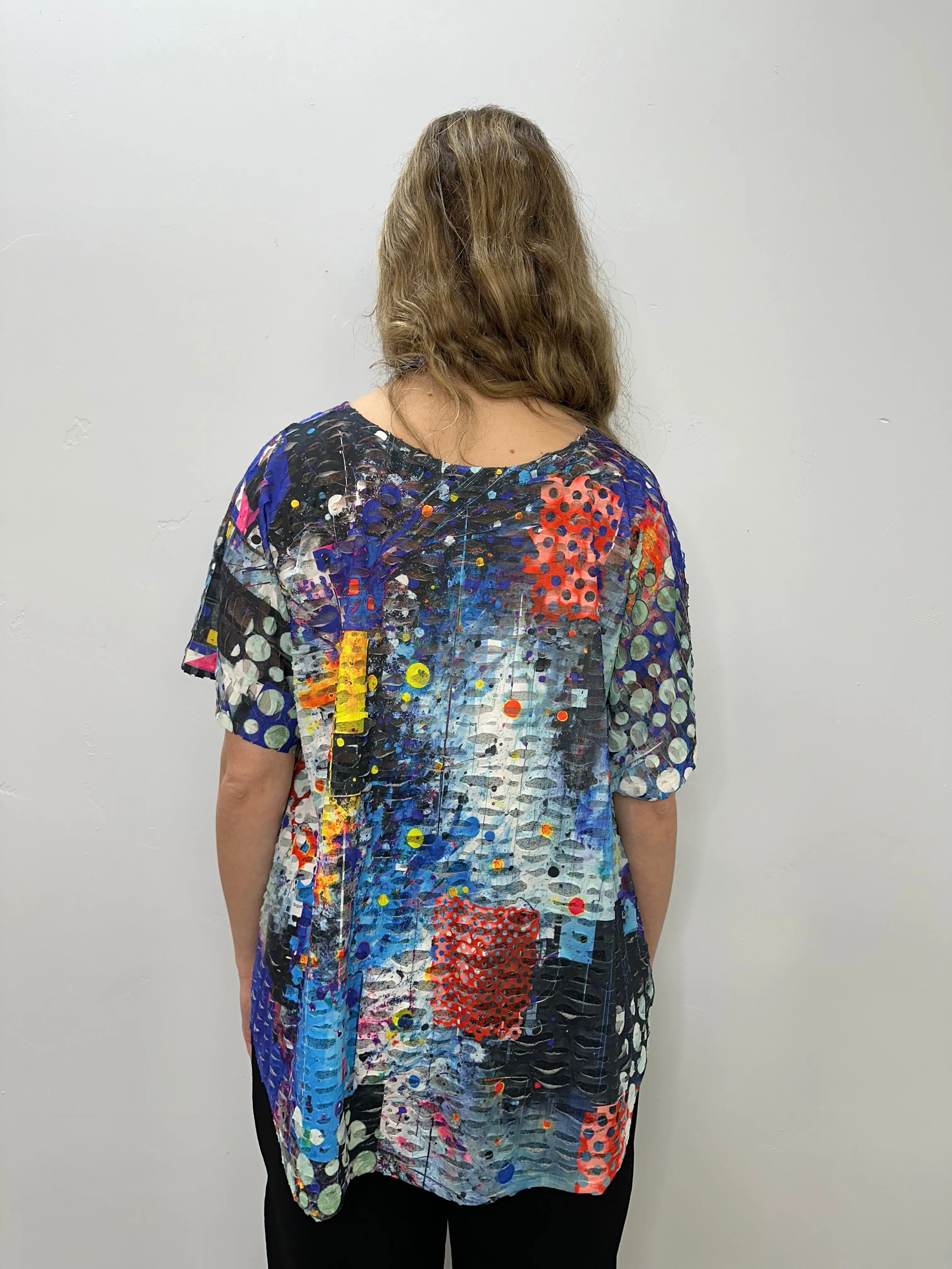 Blue Splatter Double Gauze Short Sleeve Tunic