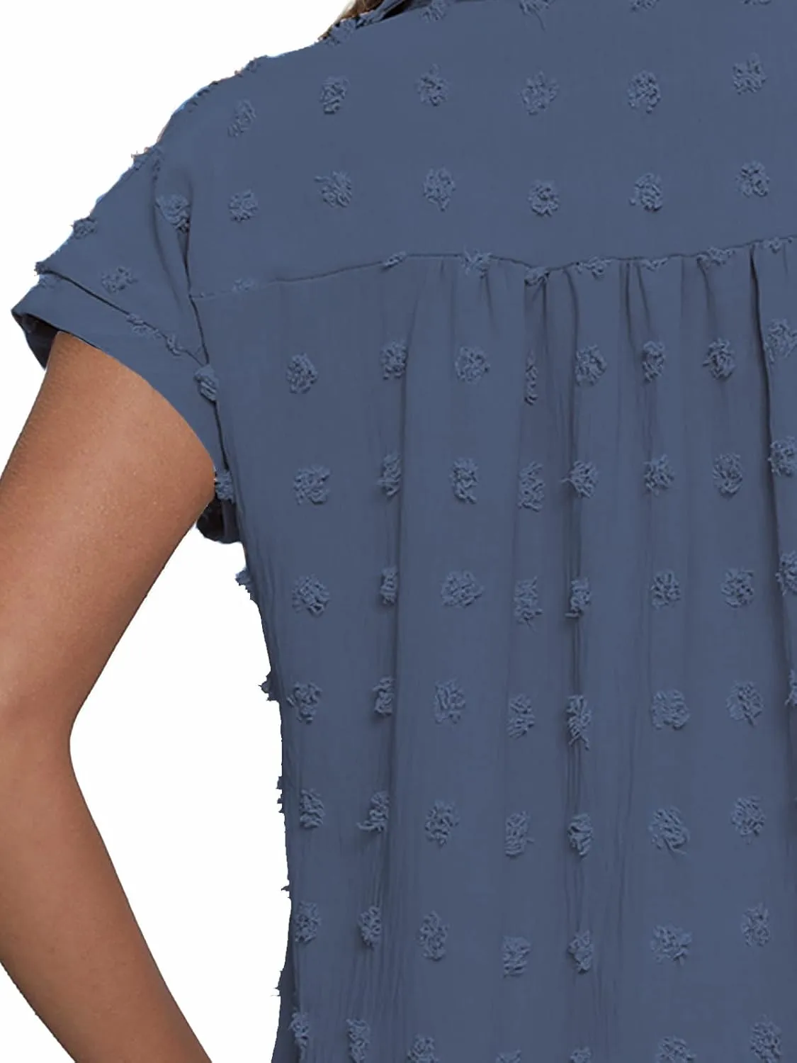 BOTHENIAL Women White Button Down Shirt Dressy Casual Work Tops Chiffon Blouse Summer Short Sleeve Shirts
