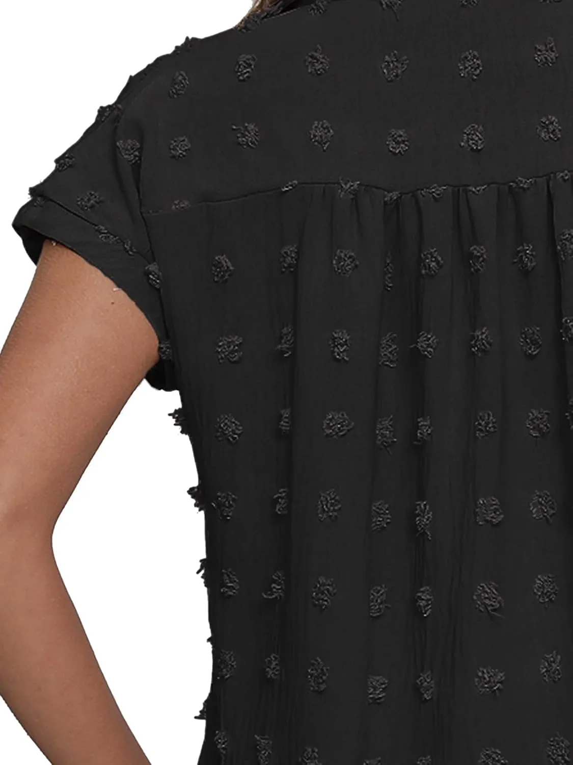 BOTHENIAL Women White Button Down Shirt Dressy Casual Work Tops Chiffon Blouse Summer Short Sleeve Shirts