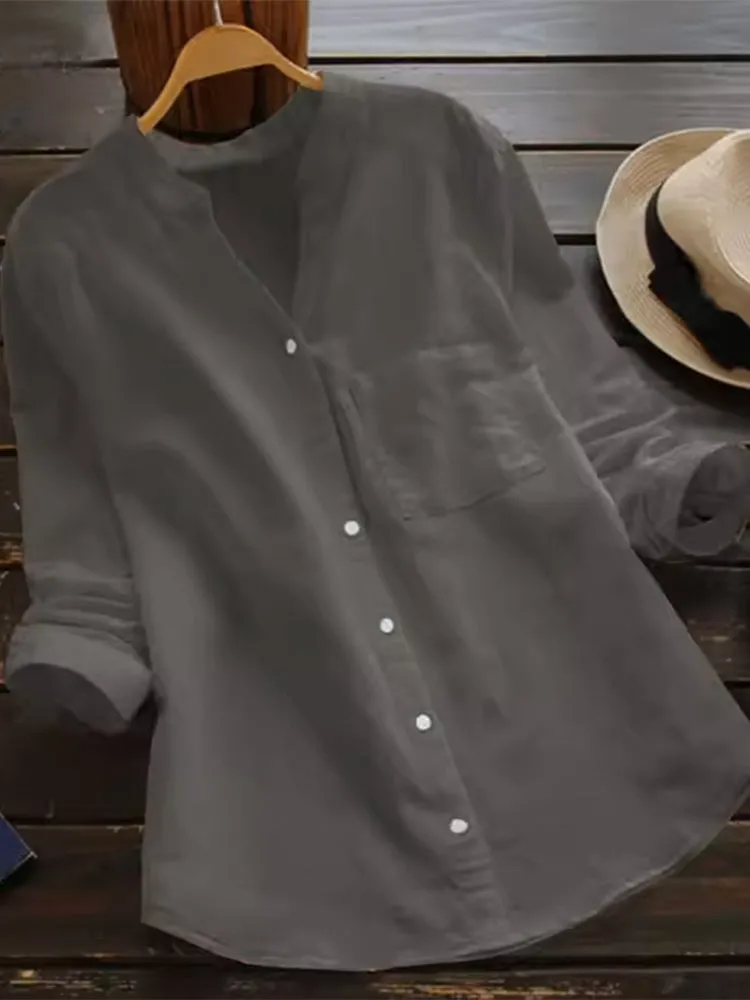 Breeze V Neck Linen Blouse