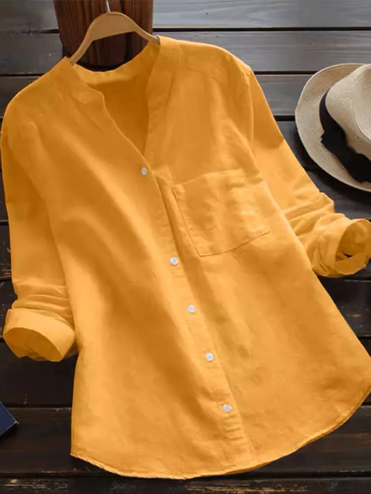 Breeze V Neck Linen Blouse