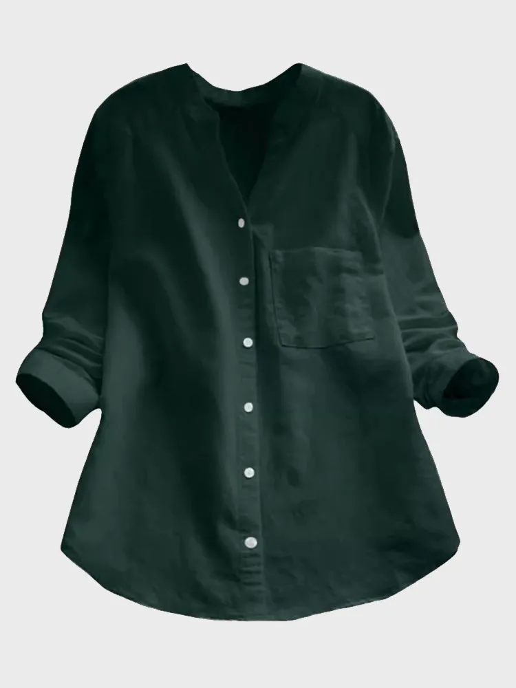 Breeze V Neck Linen Blouse
