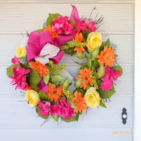 Bright Summer wreath, Spring wreath, floral wreaths