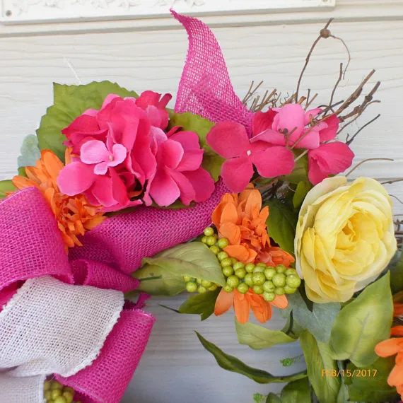 Bright Summer wreath, Spring wreath, floral wreaths