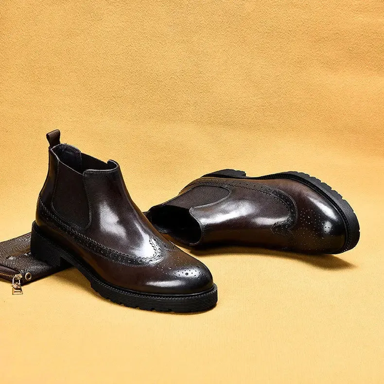 Brown Leather Chelsea Boots