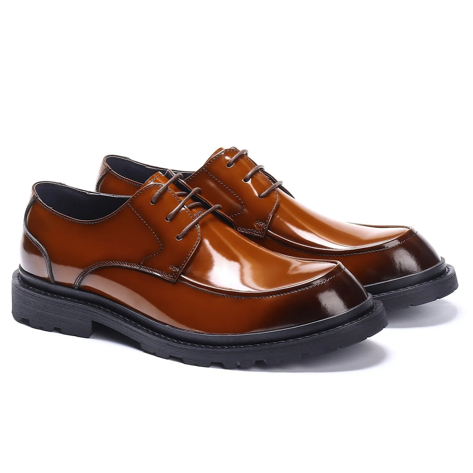 Brown leather derby shoes