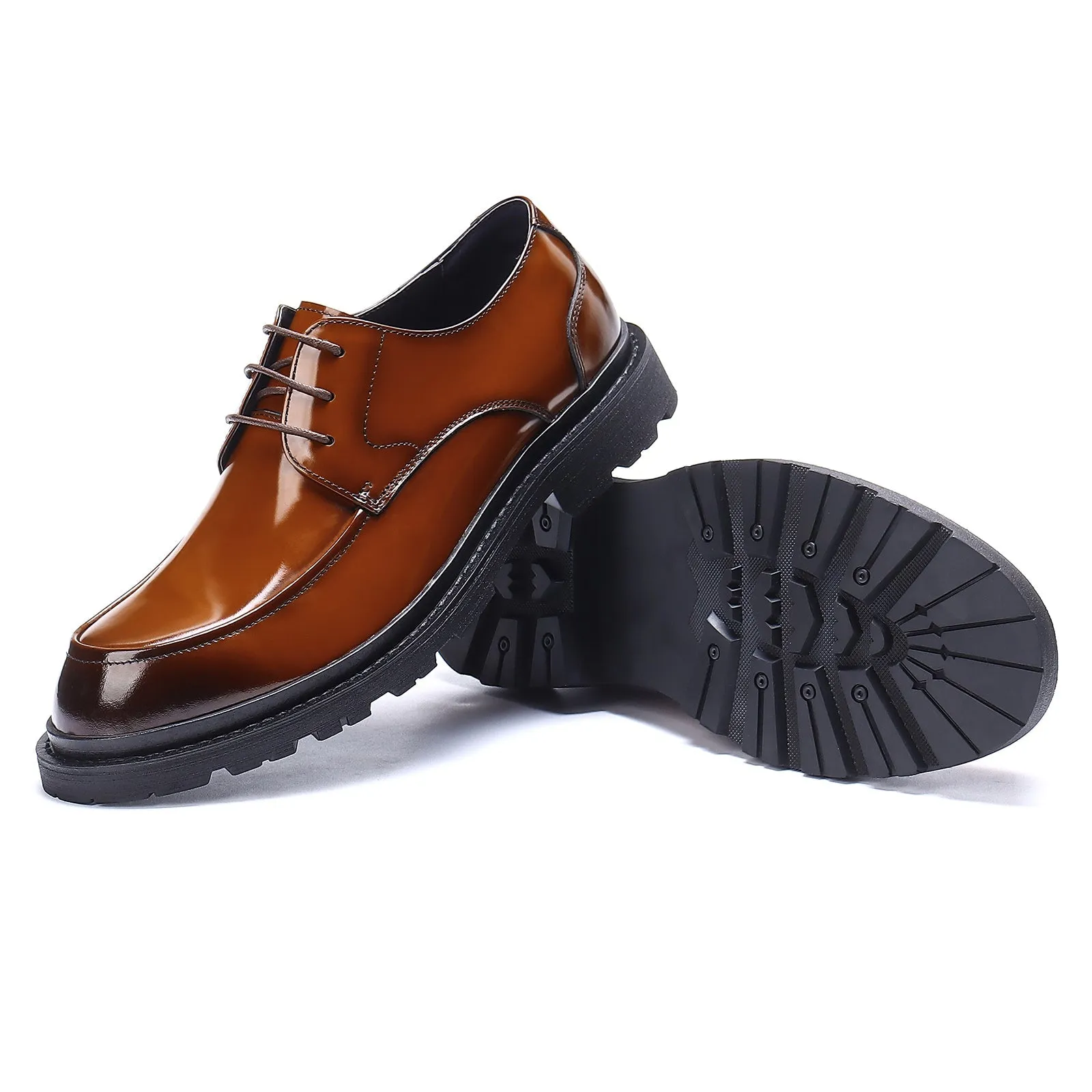 Brown leather derby shoes