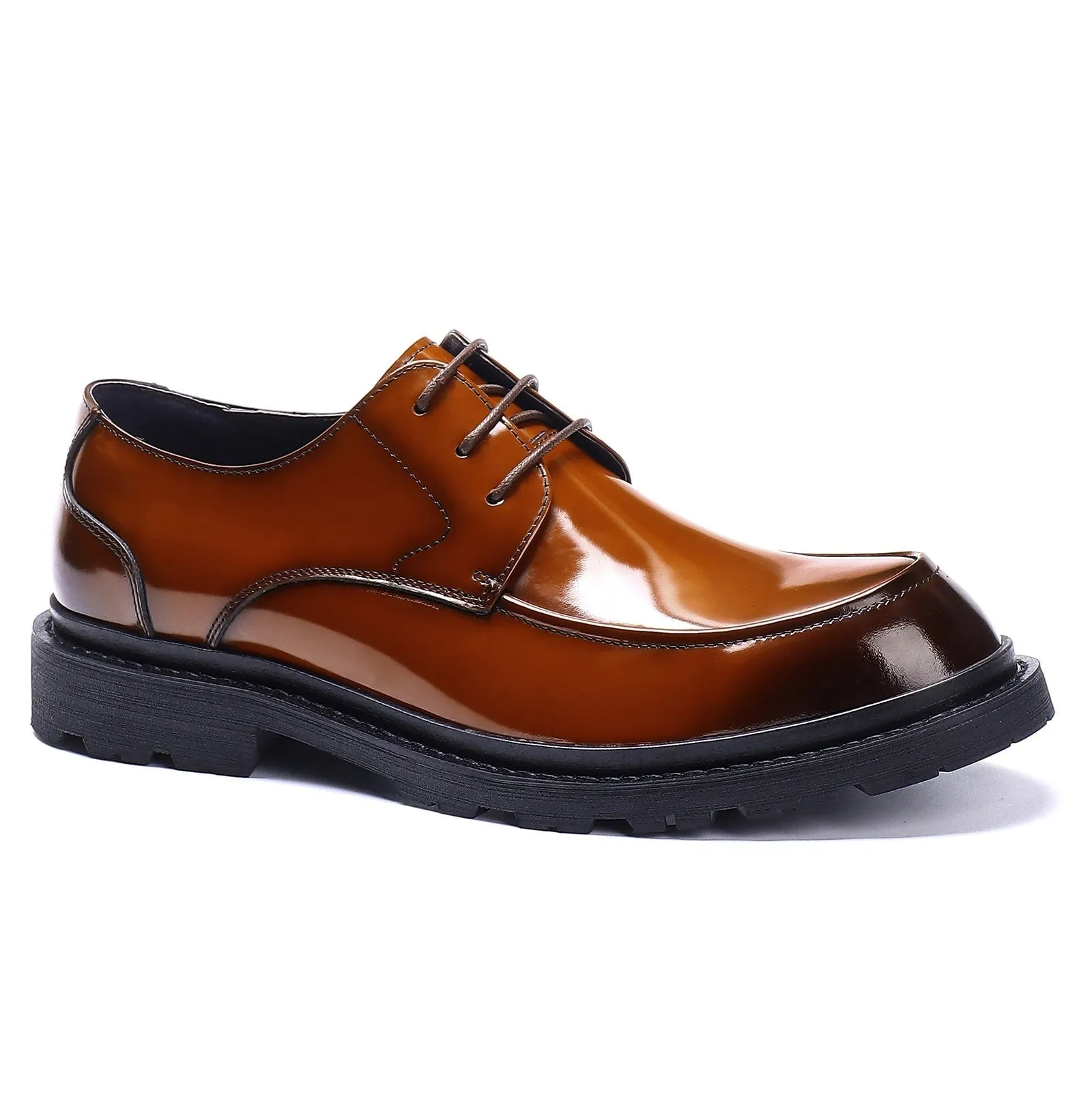 Brown leather derby shoes