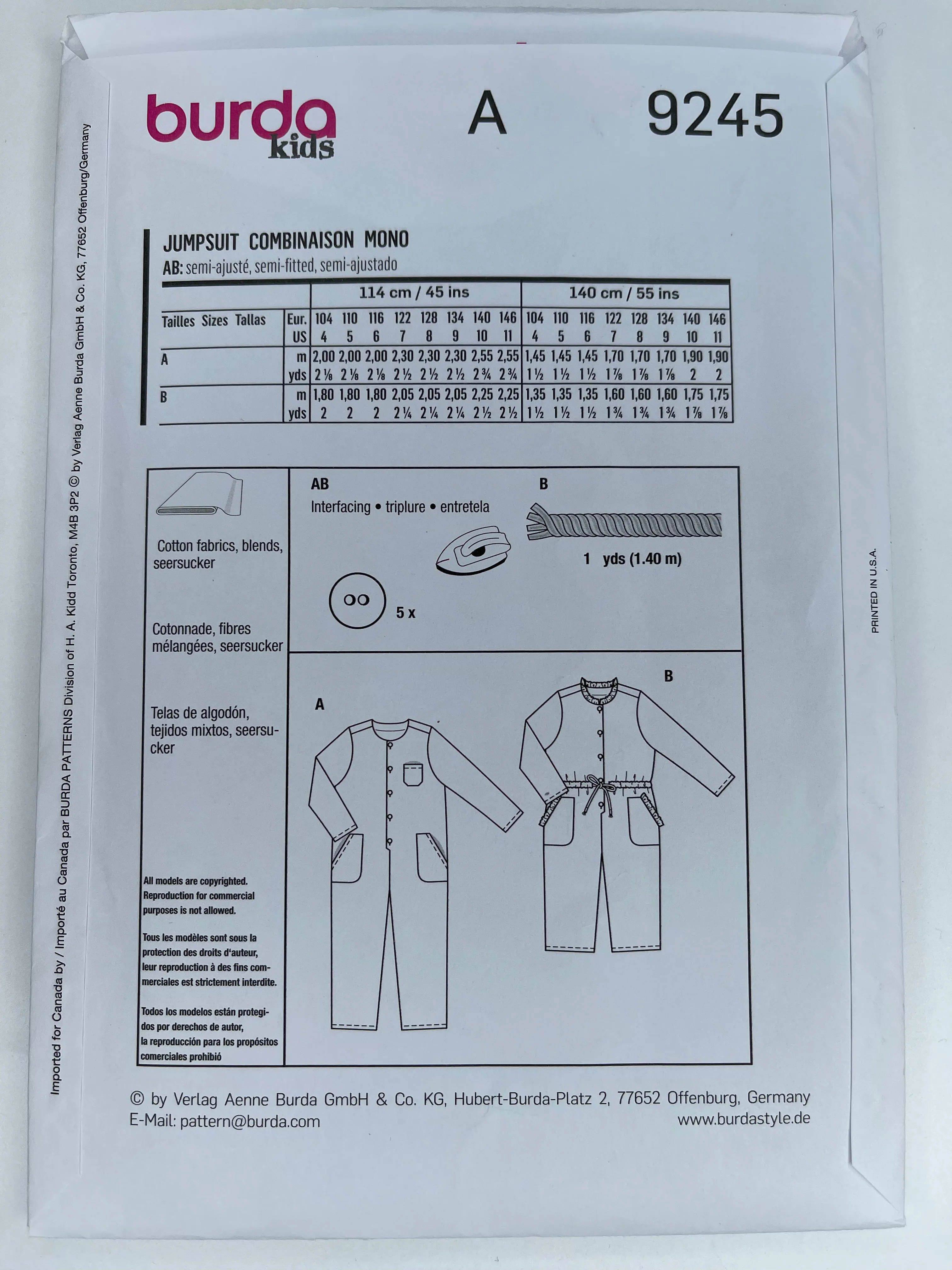 BURDA KIDS Pajamas - 9245