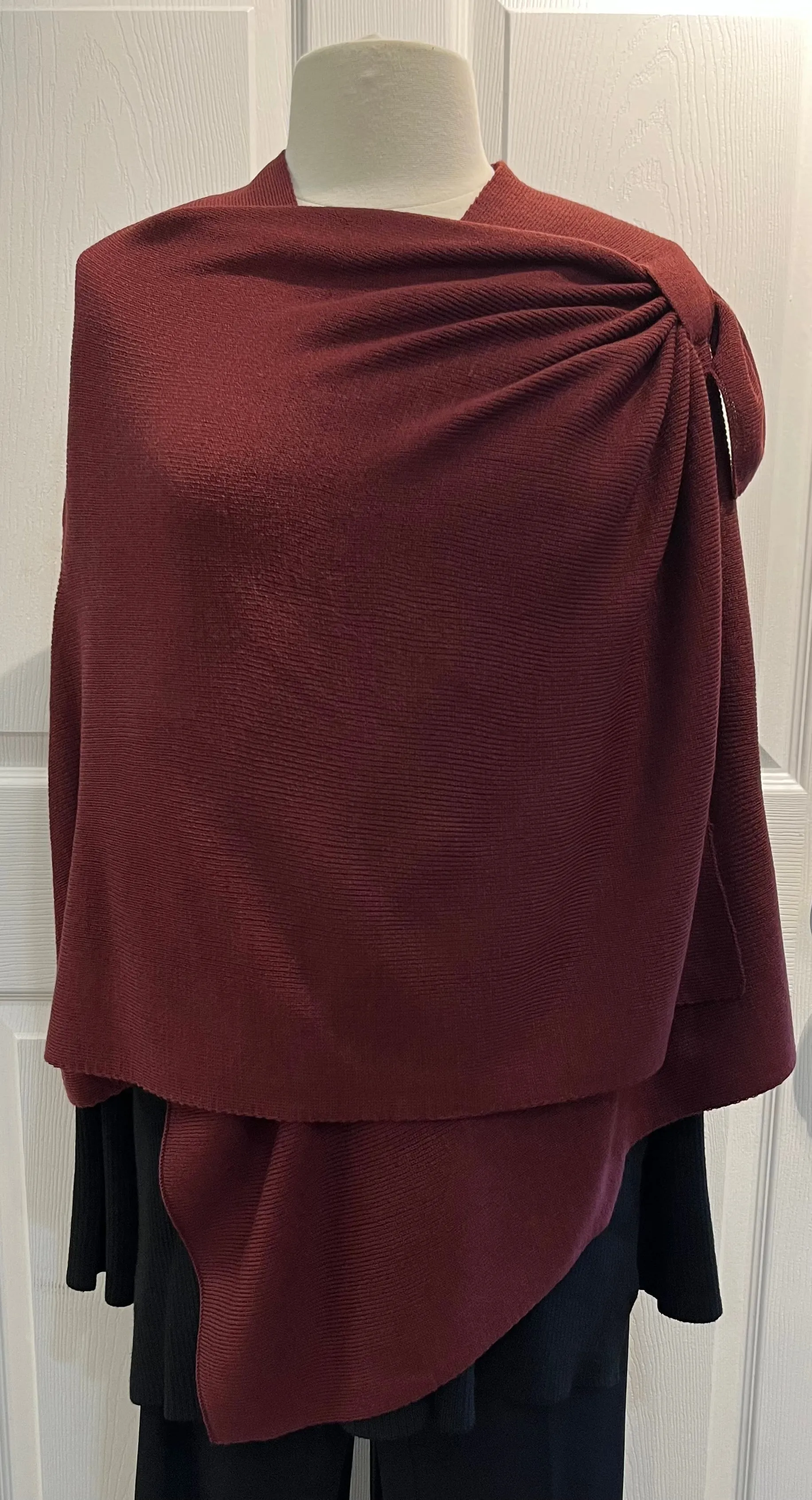 Burgundy Classic Knit Keyhole Wrap