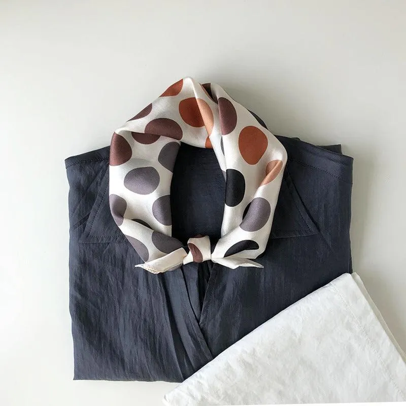 Caramel Polka Dots 100% mulberry Silk Scarf/Silk head scarf/Silk hair scarf/Silk neck scarf/Mother's Day Gifts/Bag Accessory/Gift for her