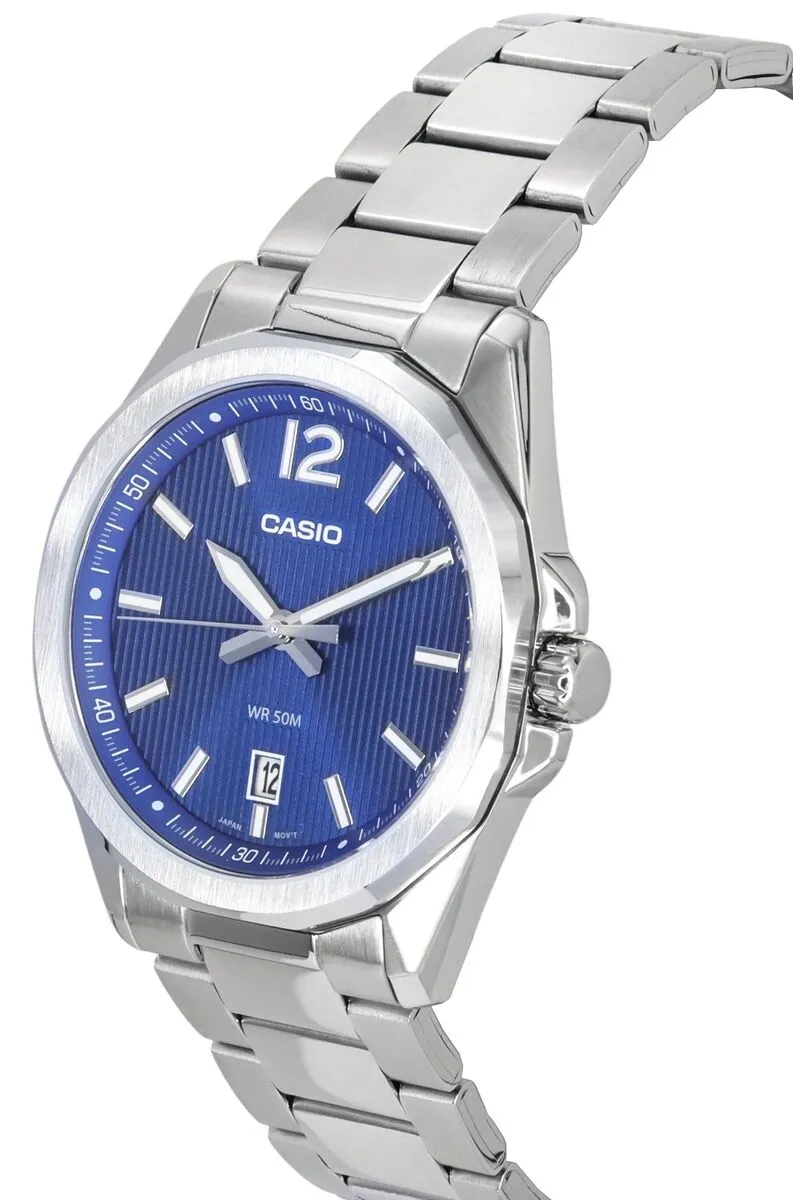 Casio Mens Standard Blue Dial Watch MTP-E725D-2AVDF - Elegant and Timeless