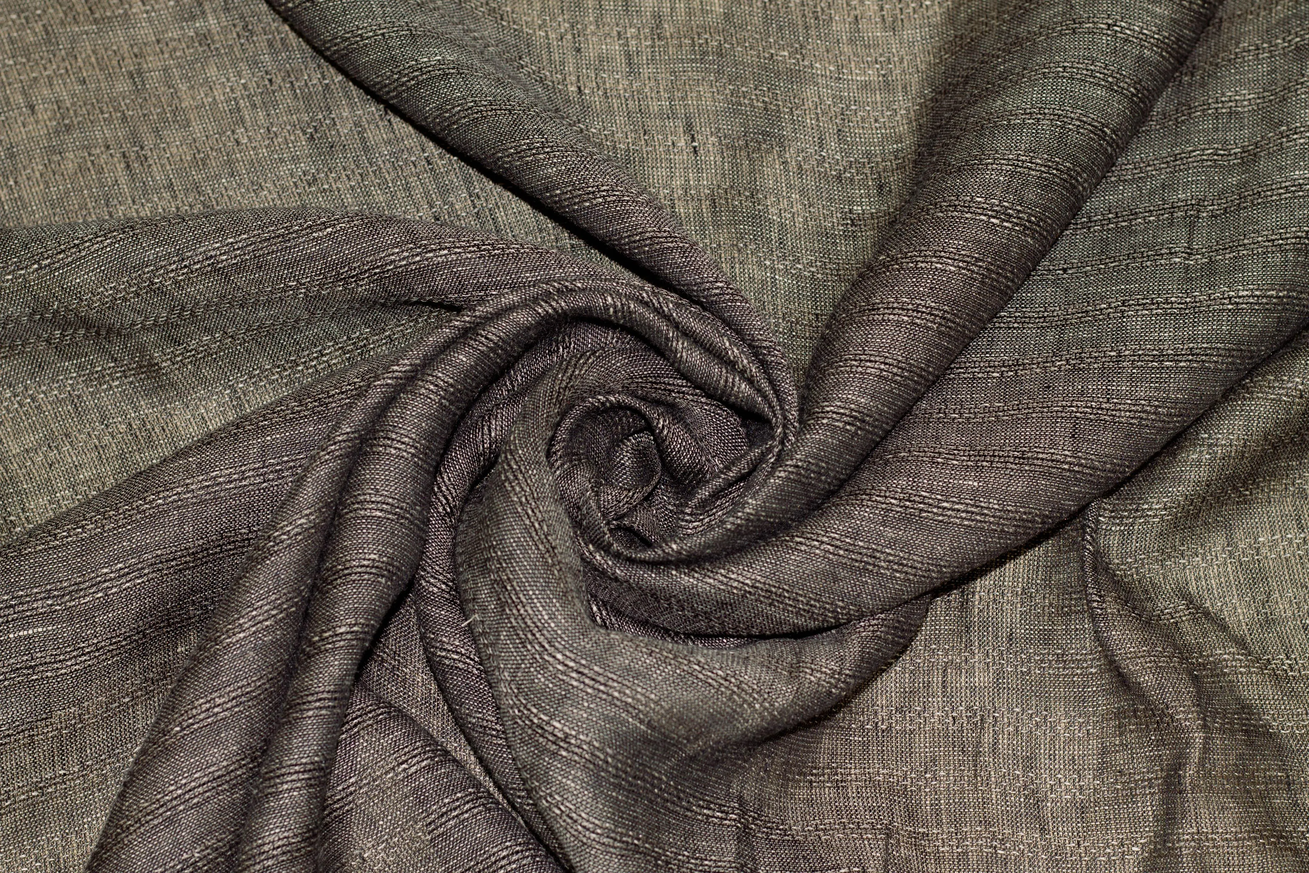 Charcoal Gray Striped Sheer Italian Linen