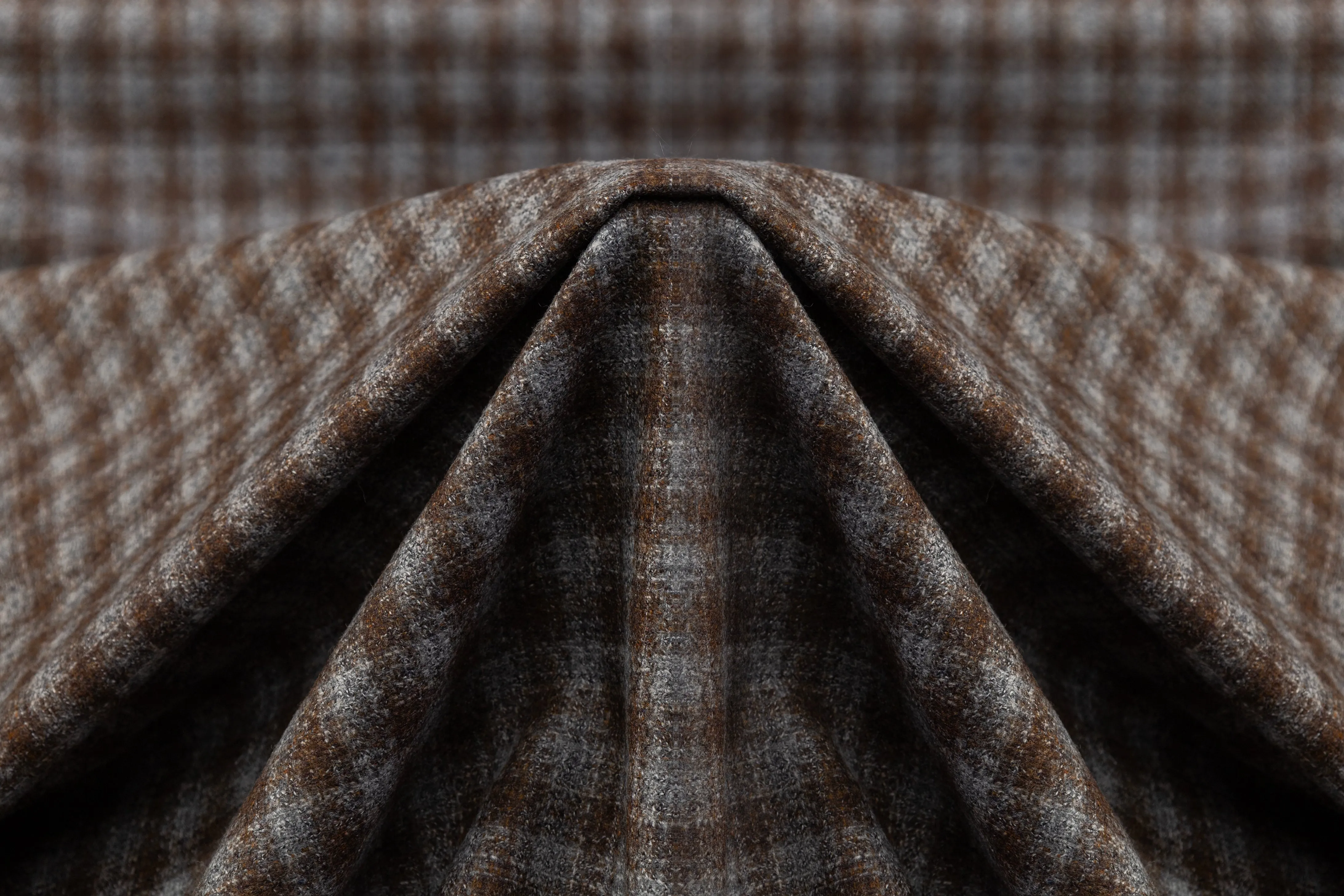 Checked Italian Wool Tweed - Brown / Gray