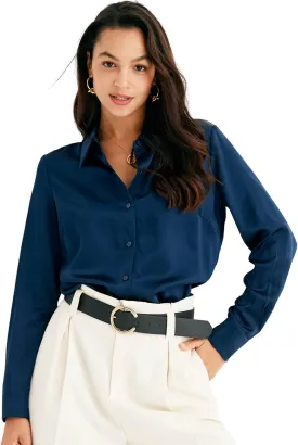 COLD POSH Silk Blouses for Women Elegant Tops Summer Spring Shirts Mulberry Silk Button Down Shirt