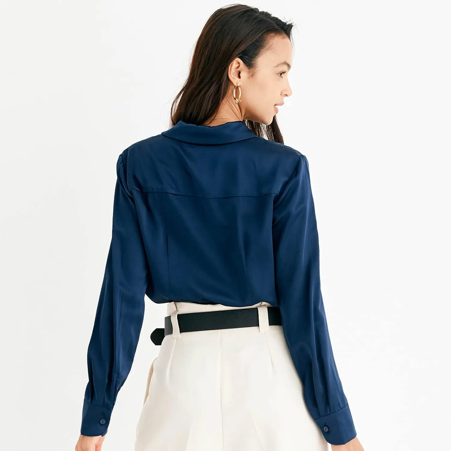 COLD POSH Silk Blouses for Women Elegant Tops Summer Spring Shirts Mulberry Silk Button Down Shirt