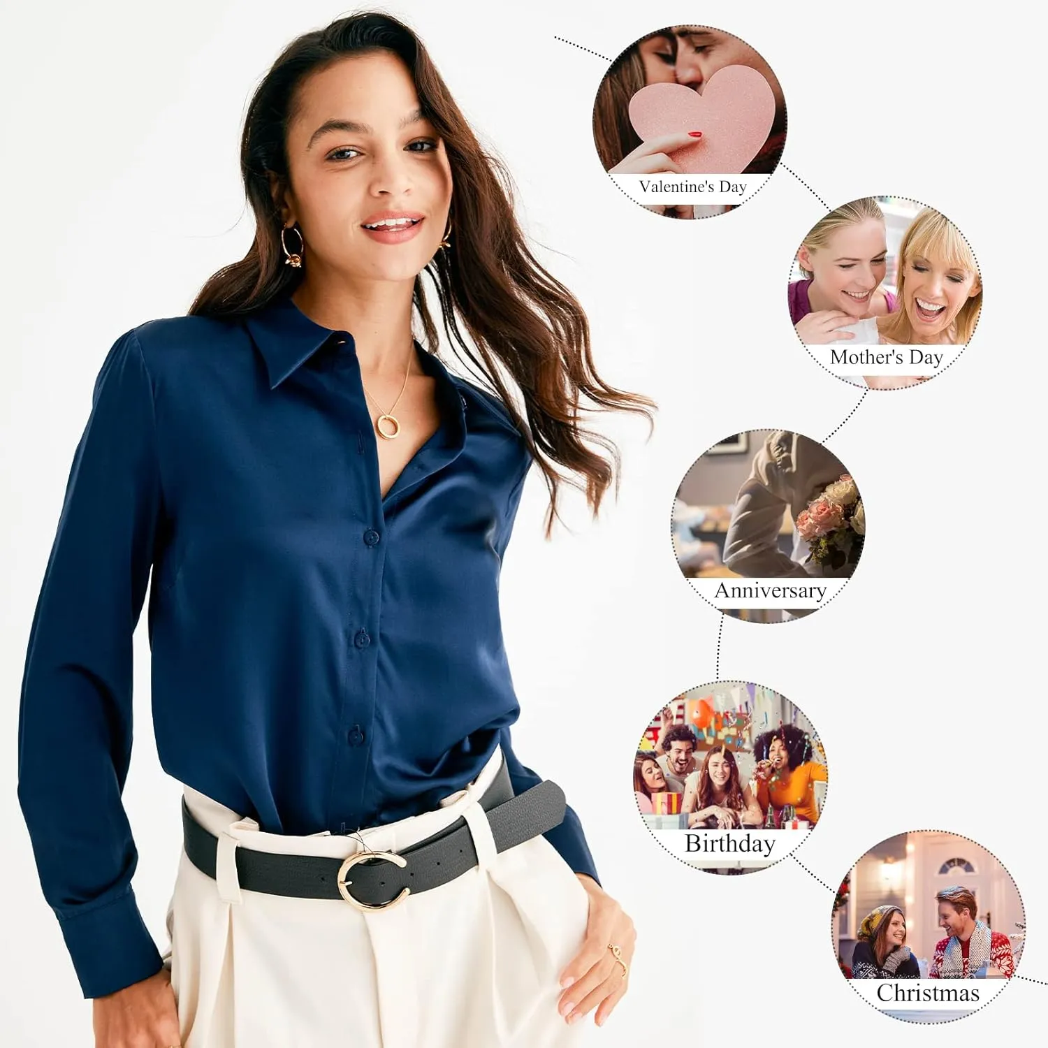 COLD POSH Silk Blouses for Women Elegant Tops Summer Spring Shirts Mulberry Silk Button Down Shirt