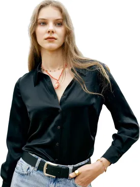 COLD POSH Silk Blouses for Women Elegant Tops Summer Spring Shirts Mulberry Silk Button Down Shirt