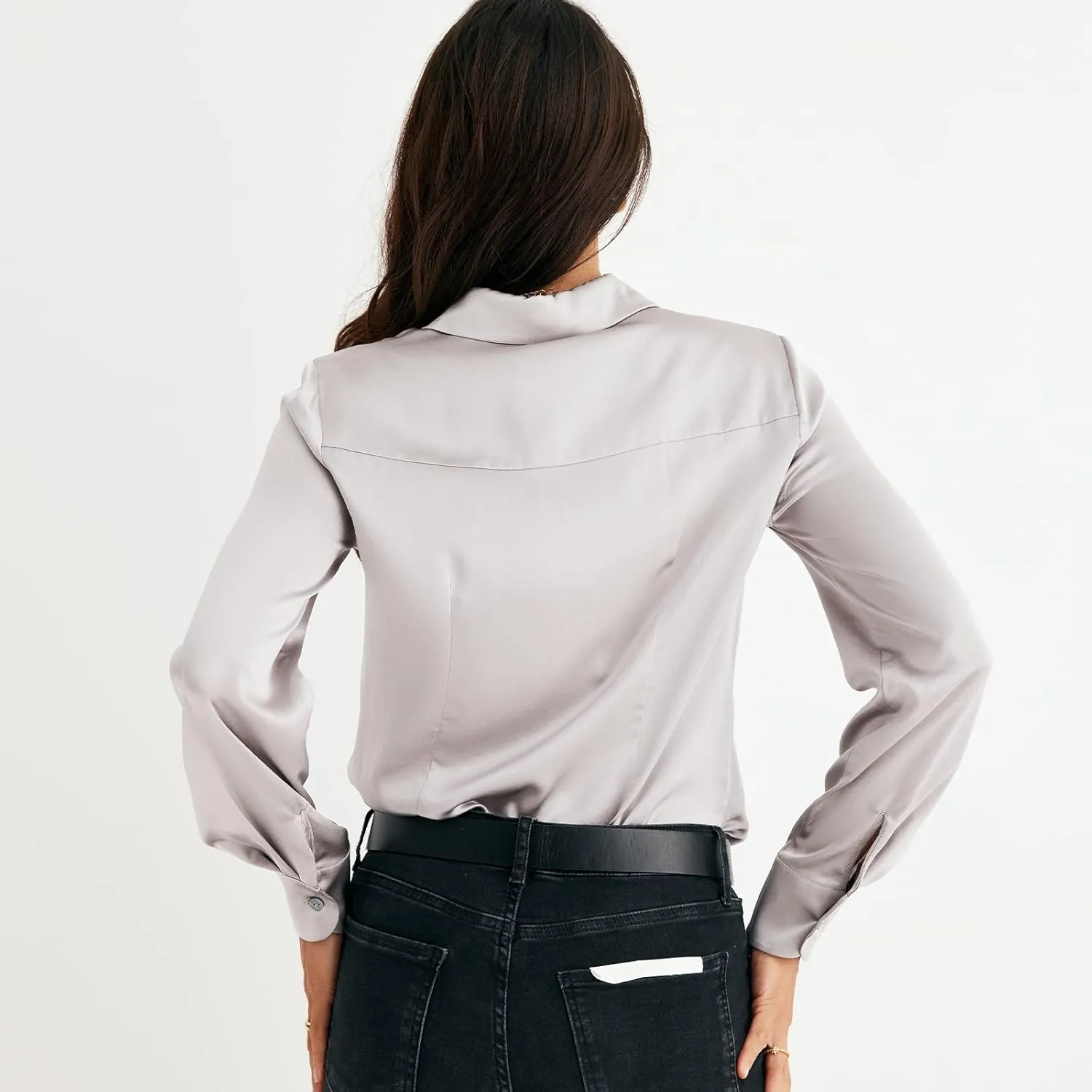COLD POSH Silk Blouses for Women Elegant Tops Summer Spring Shirts Mulberry Silk Button Down Shirt
