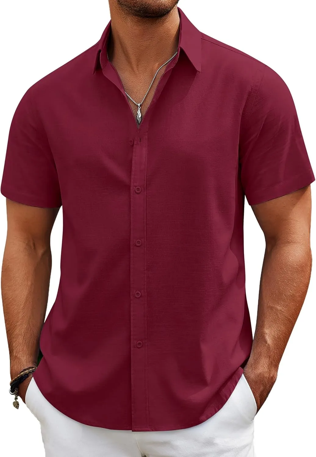 COOFANDY Mens Casual Beach Shirts Short Sleeve Button Down Shirts Summer Vacation Untucked Dress Shirts