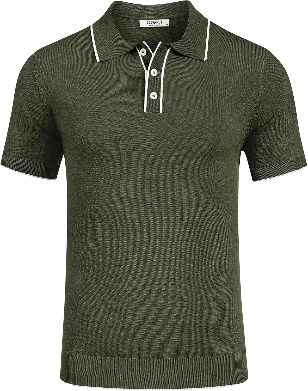 COOFANDY Mens Knit Polo Shirts Short Sleeve Vintage Stretch Polo T Shirts Casual Summer Golf Shirts