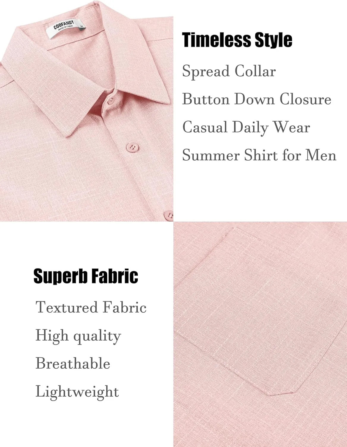 COOFANDY Men's Linen Shirts Short Sleeve Casual Shirts Summer Beach Button Down Shirts with Pocket