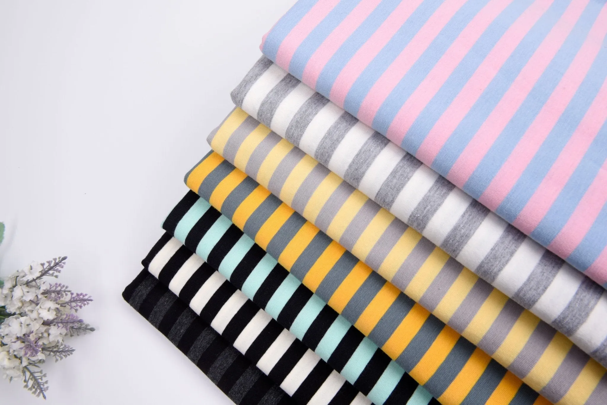 Cotton Spandex Jersey Yarn Dyed Stripes  Fabric - S1038