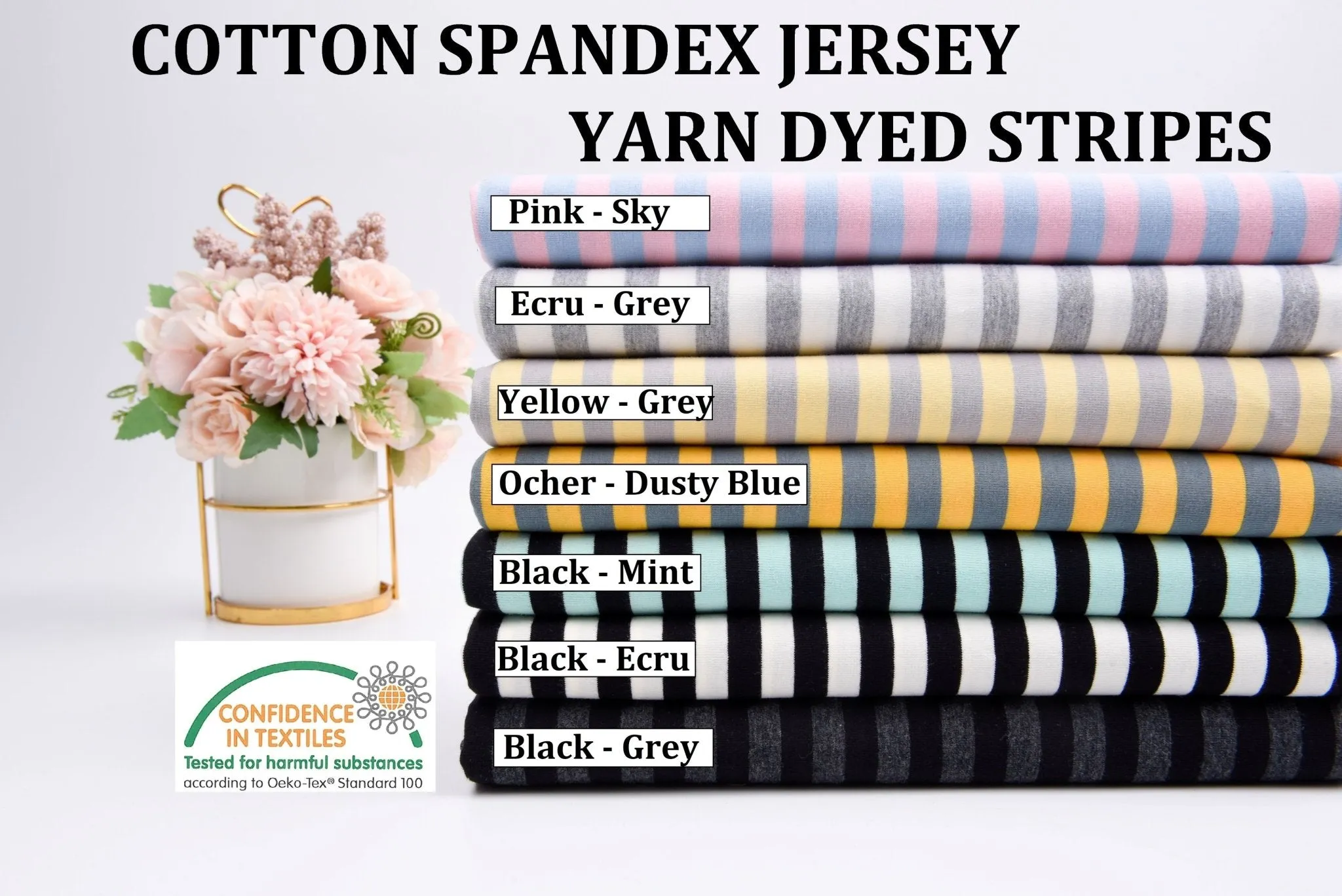Cotton Spandex Jersey Yarn Dyed Stripes  Fabric - S1038