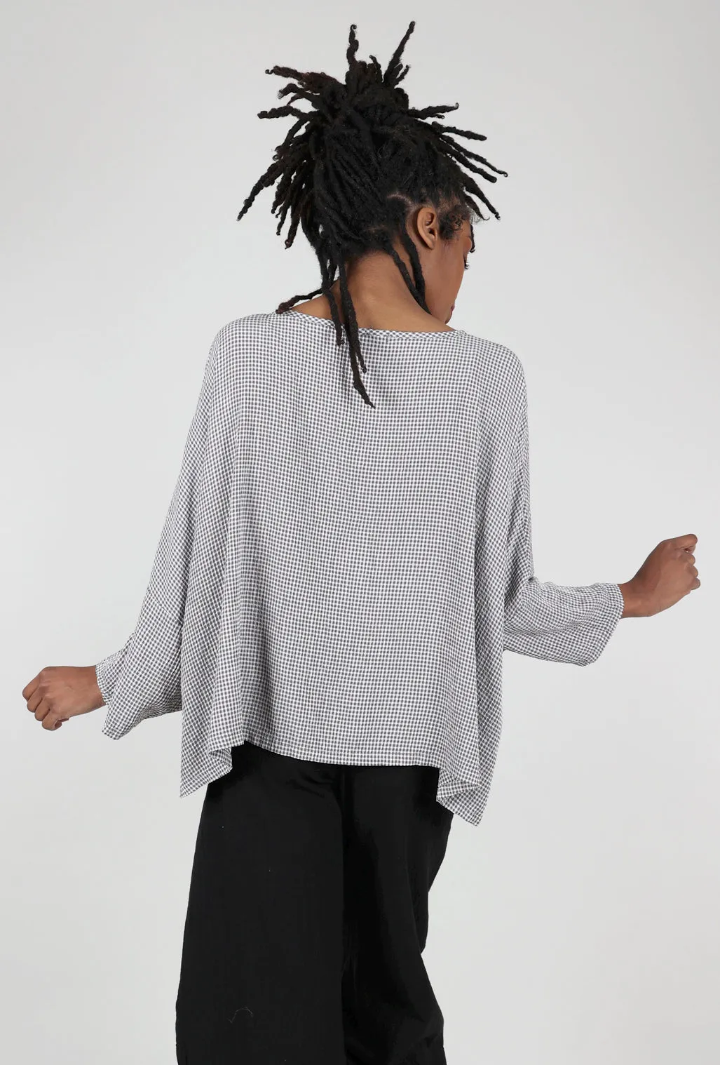 Crinkle Check Crop Top, Cobblestone Gray