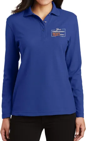 Custom Embroidered Long Sleeve Polo Shirt for Women Personalized Embroidery Text