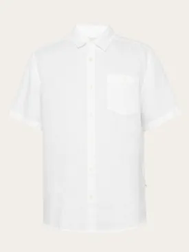 Custom fit linen short sleeve shirt - Bright White