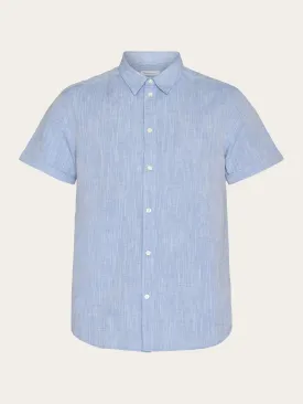 Custom fit linen short sleeve shirt - Moonlight Blue