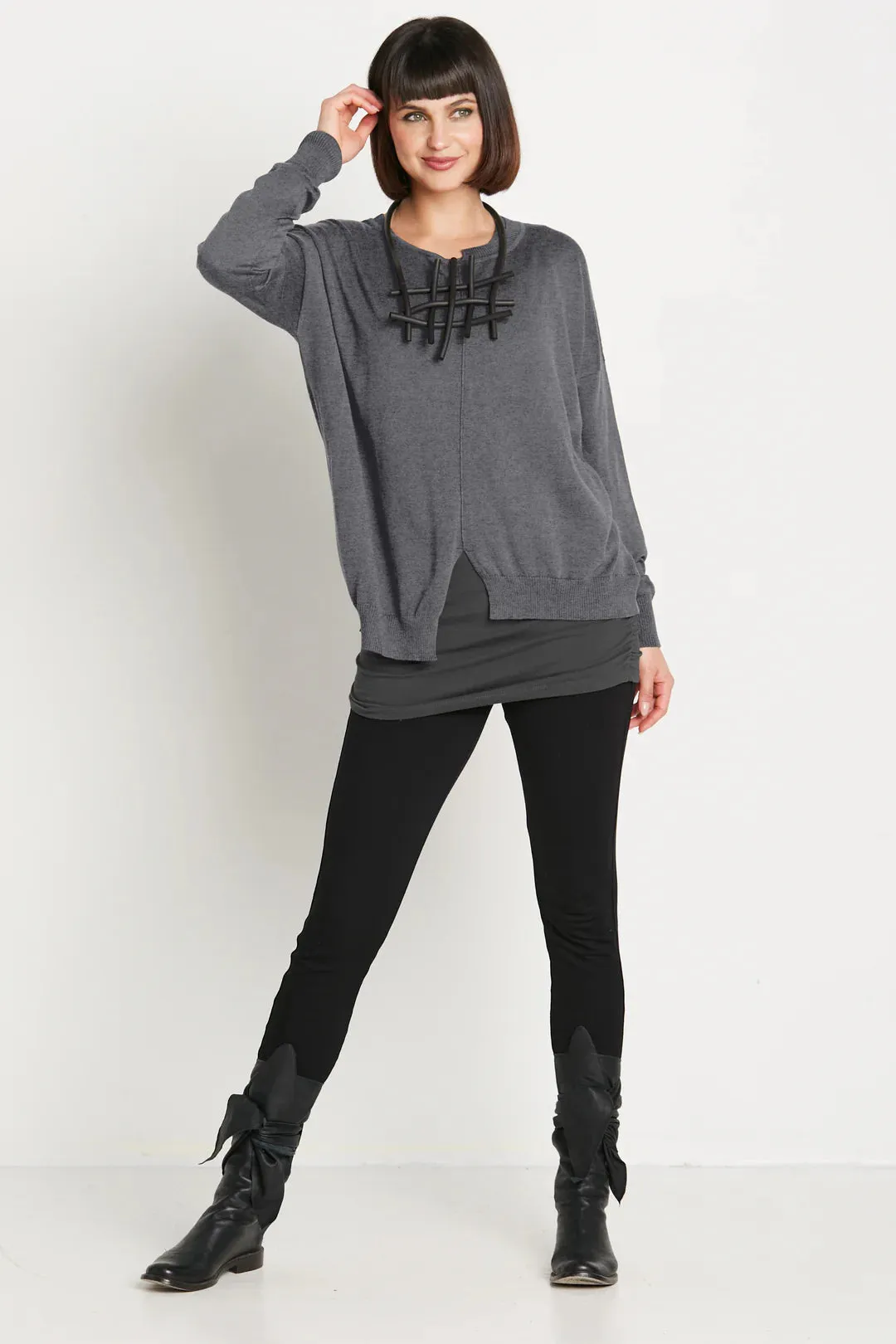 Cut-Out Sweater | Asphalt