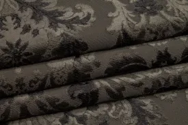 Damask Cut Velvet Upholstery - Charcoal Gray
